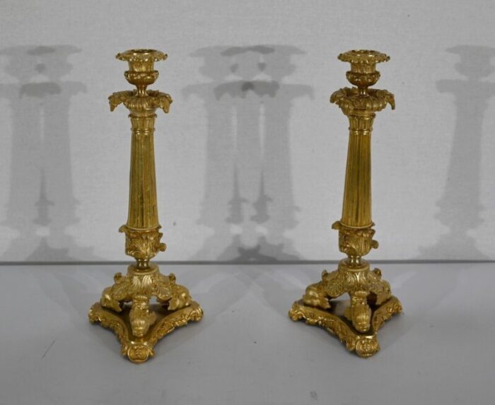 early 19th century bronze candleholders set of 2 12