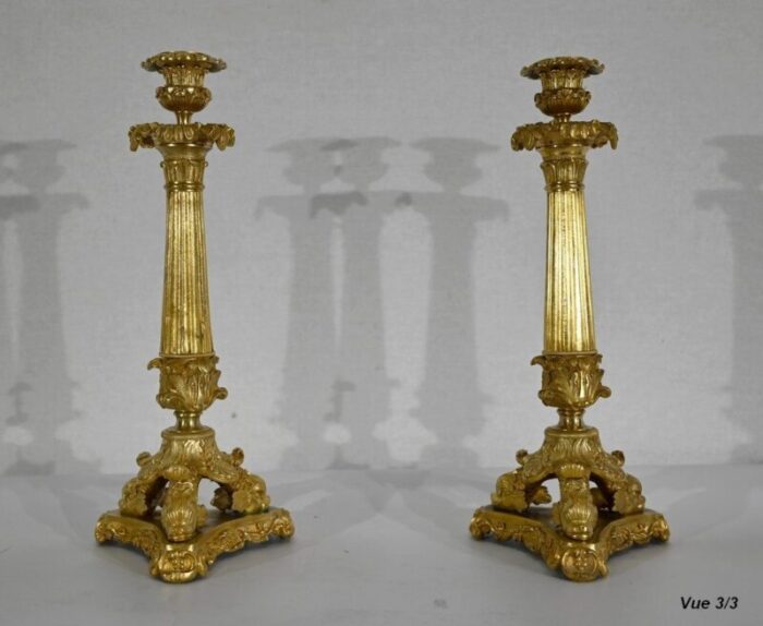 early 19th century bronze candleholders set of 2 13