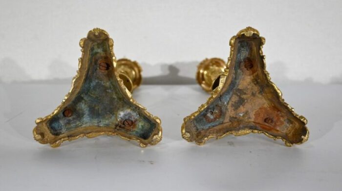 early 19th century bronze candleholders set of 2 15