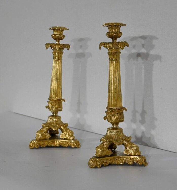 early 19th century bronze candleholders set of 2 3