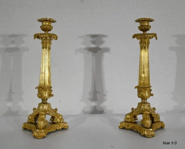 early 19th century bronze candleholders set of 2 4