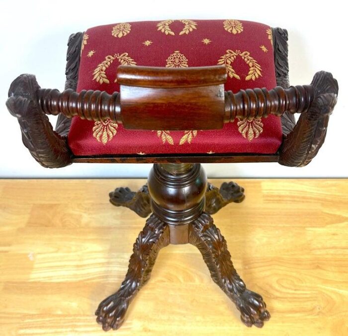 early 19th century classical carved hardwood piano stool with dolphins new york circa 1825 5436