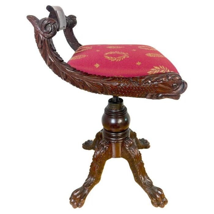 early 19th century classical carved hardwood piano stool with dolphins new york circa 1825 7238