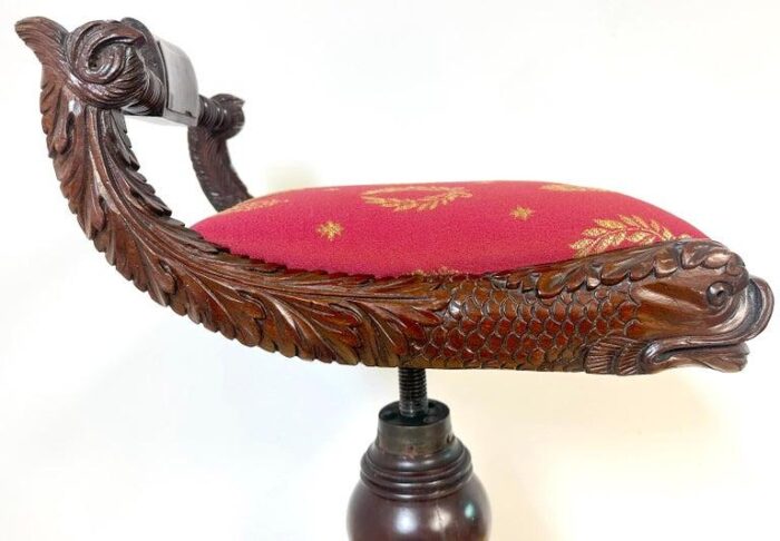 early 19th century classical carved hardwood piano stool with dolphins new york circa 1825 7260