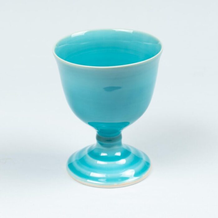 early 20th century amakusa higure turkish blue goblet cup 8873