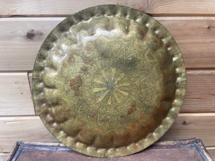 early 20th century antique middle eastern bronze tea tray 2489