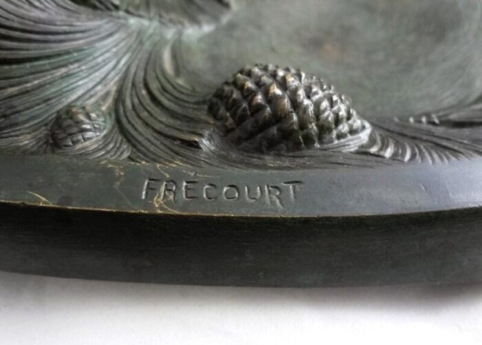 early 20th century art deco desk set inkstand wax seal letter opener bowl french sculptor bronze signed frecourt set of 4 0995