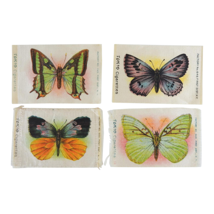 early 20th century butterfly tobacco silks set of 4 8838