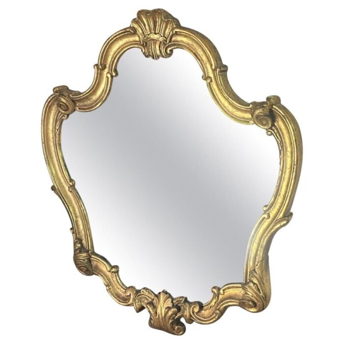 early 20th century carved mirror with gold leaf giltwood 1