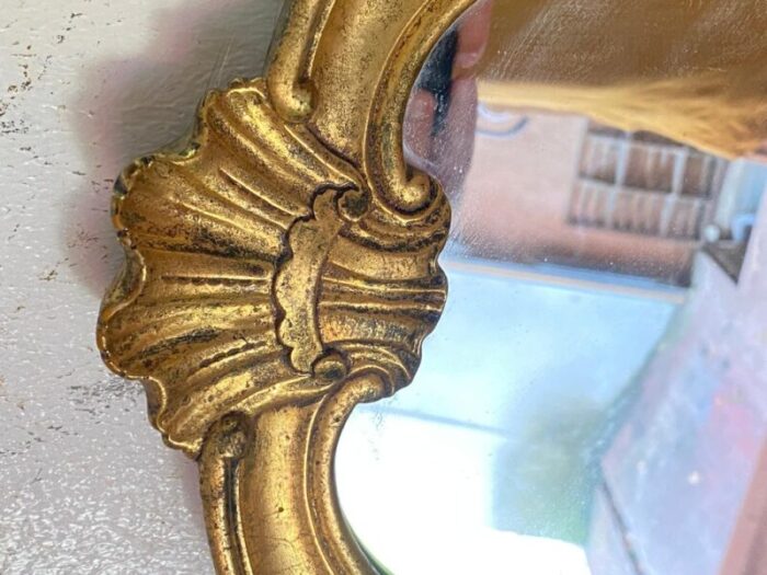 early 20th century carved mirror with gold leaf giltwood 4