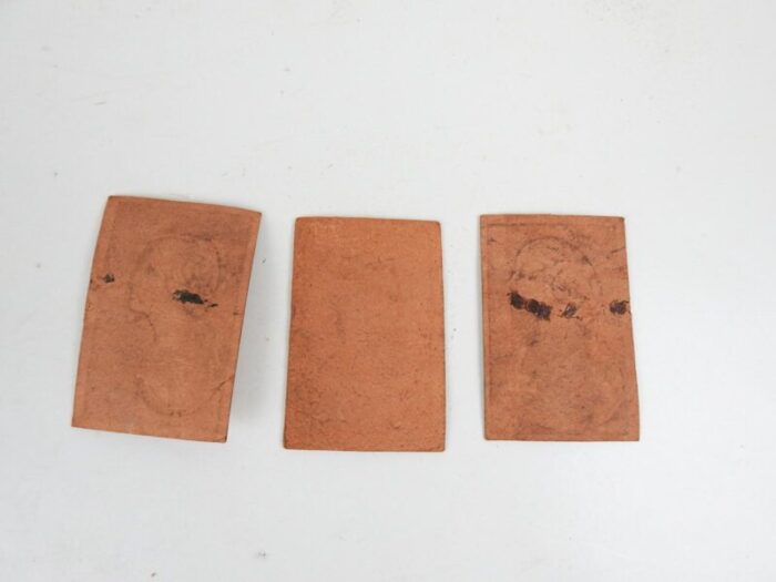 early 20th century embossed tobacco leather cards of women set of 3 2337