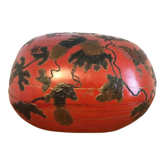 early 20th century huge japanese red lacquerware gourd motif box 9650