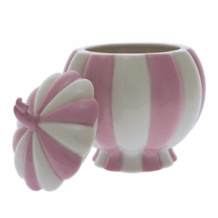 early 20th century josef hoffman melon sugar bowl pink white stripe augarten porcelain vienna secessionist 4095