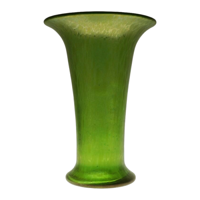 early 20th century loetz green art glass art deco period trumpet vase 0064