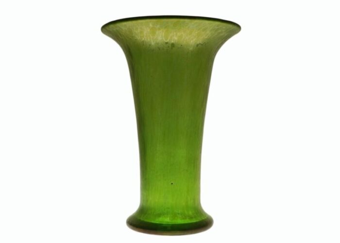 early 20th century loetz green art glass art deco period trumpet vase 3245