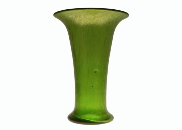 early 20th century loetz green art glass art deco period trumpet vase 5124