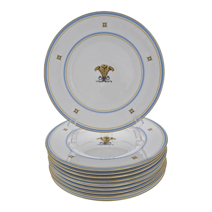 early 20th century minton prince of wales heraldic dinner plates art deco set of 10 5735