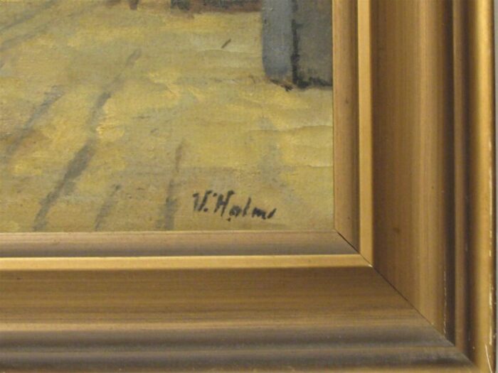 early 20th century old copenhagen oil painting by v holm framed 0845