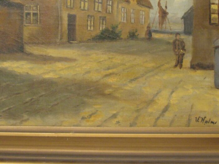 early 20th century old copenhagen oil painting by v holm framed 5265