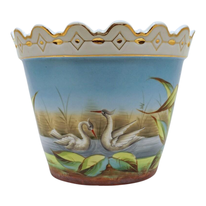 early 20th century old paris porcelain planter 9567