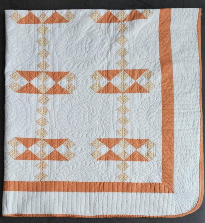 early 20th century quilt with hand stitched mattlasse detail 8960