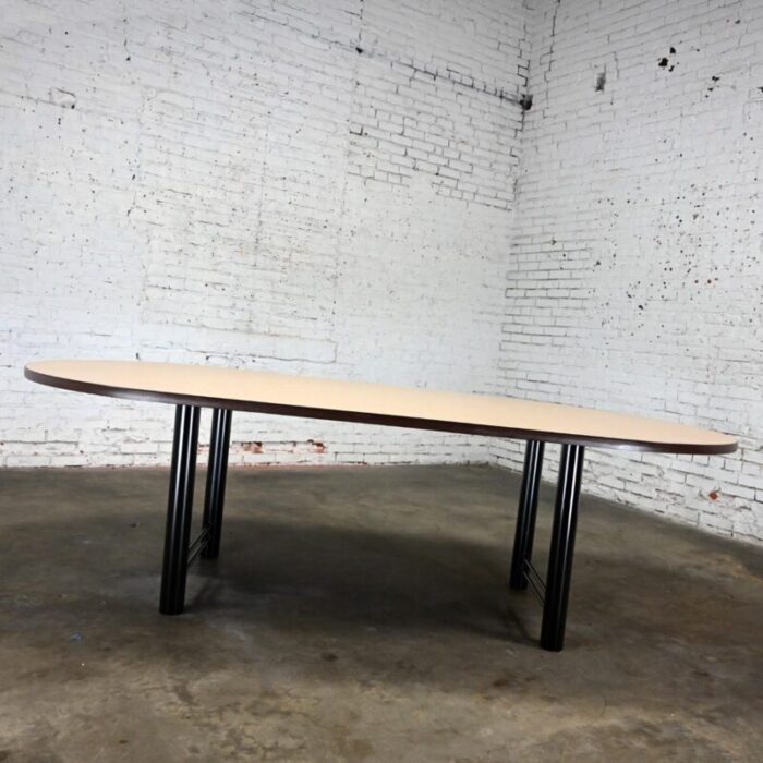 early 21st century modern surfacetech racetrack conference or dining table oval laminate top 1984