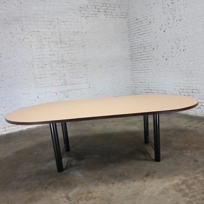 early 21st century modern surfacetech racetrack conference or dining table oval laminate top 6546