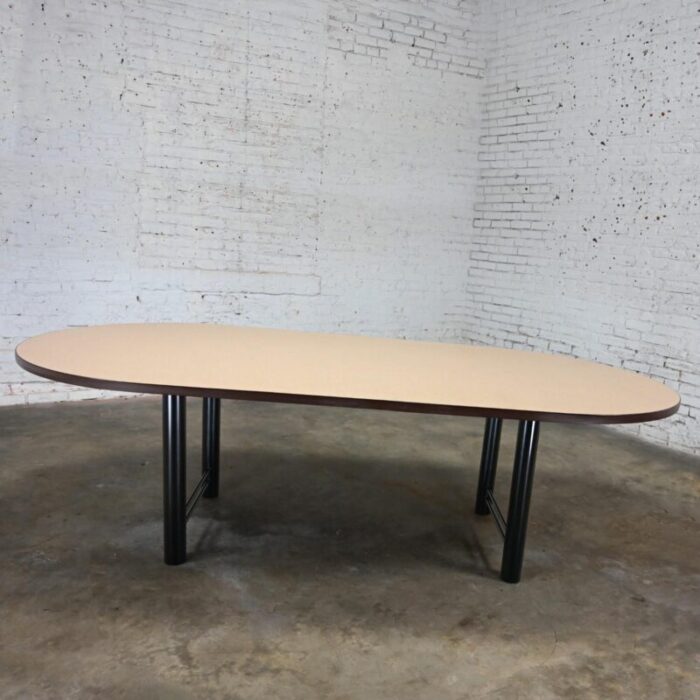 early 21st century modern surfacetech racetrack conference or dining table oval laminate top 6628