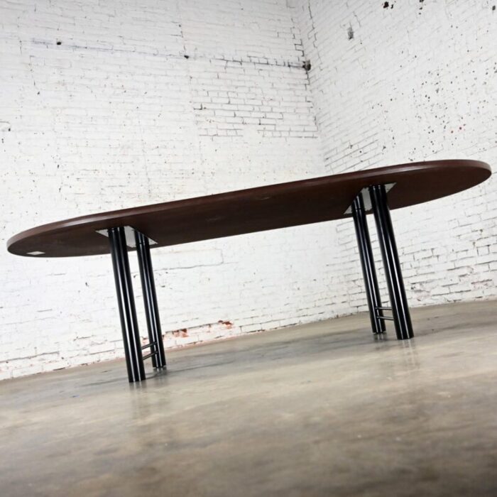 early 21st century modern surfacetech racetrack conference or dining table oval laminate top 8536