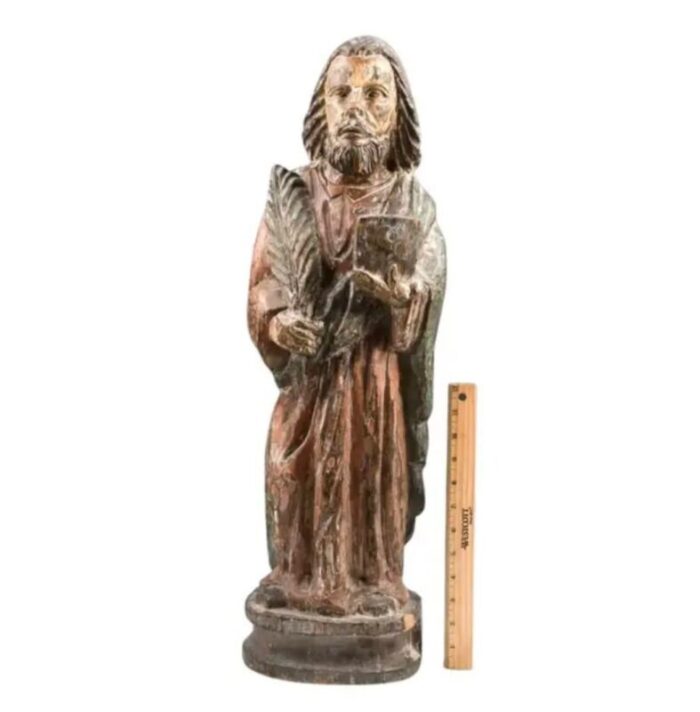 early carved wood and polychrome religious figure 2101