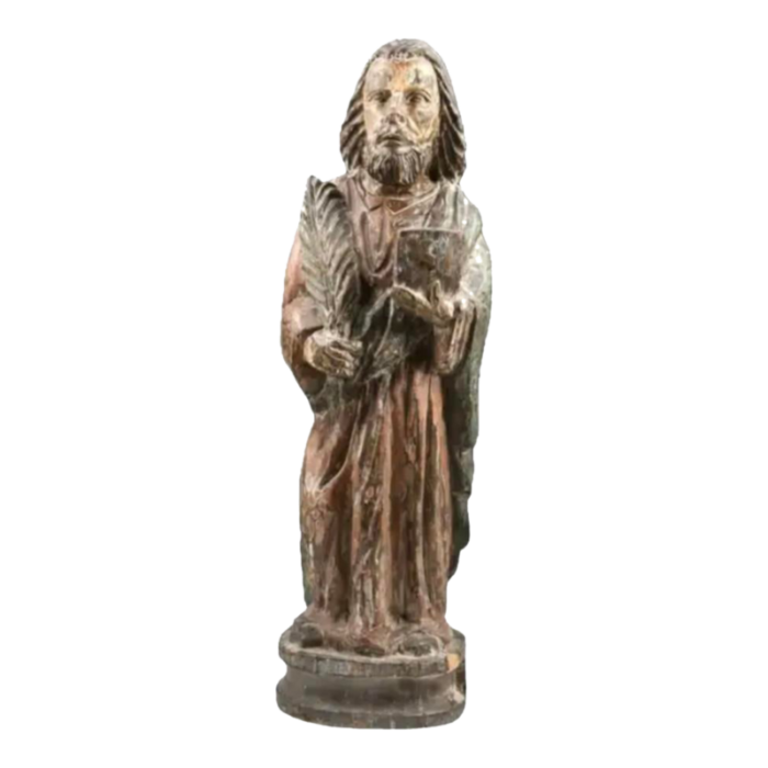 early carved wood and polychrome religious figure 3614