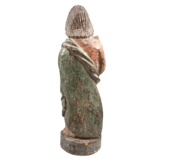 early carved wood and polychrome religious figure 7245