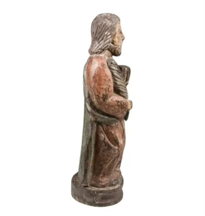 early carved wood and polychrome religious figure 7363