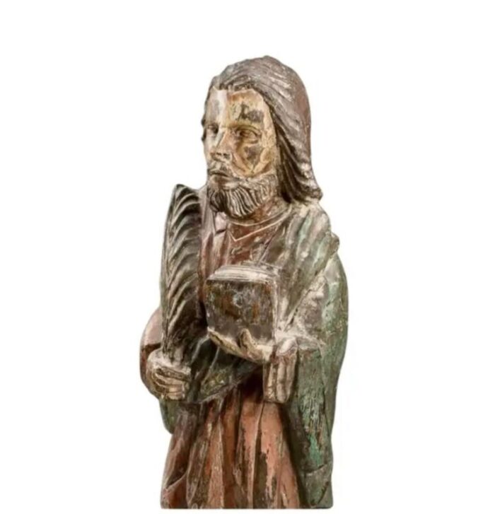 early carved wood and polychrome religious figure 8024