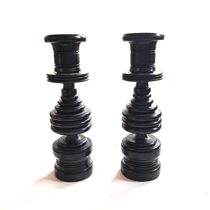 ebony turned wood candlesticks set of 2 1