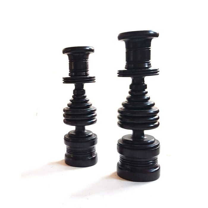 ebony turned wood candlesticks set of 2 3