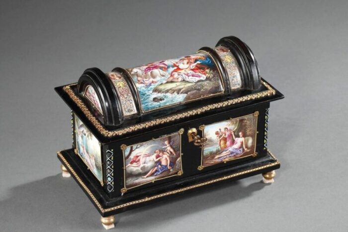 enamel chest with mythological scenes 19th century 2