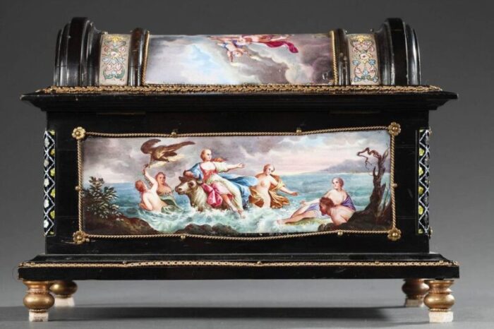 enamel chest with mythological scenes 19th century 5