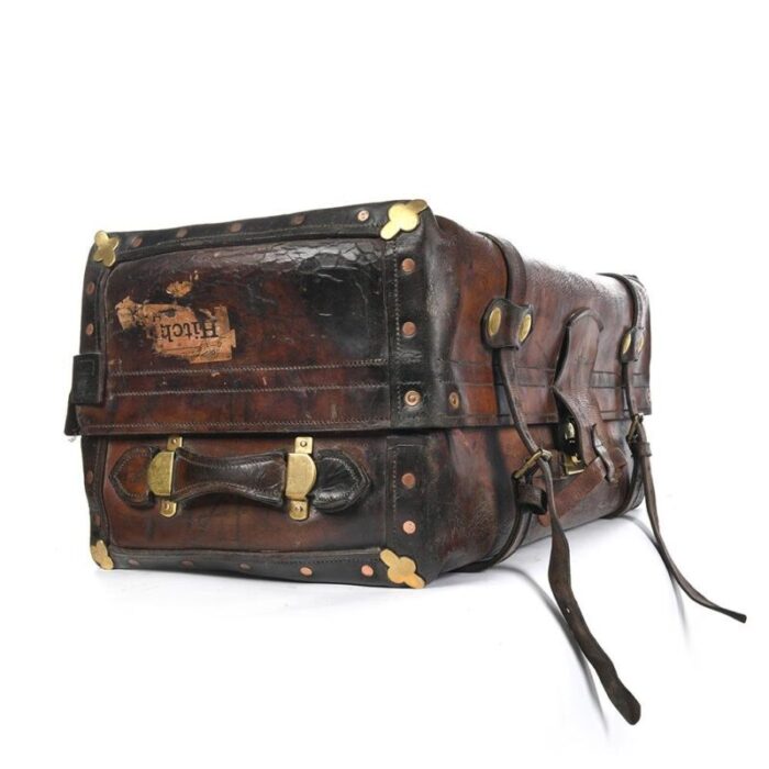 english leather suitcase with interior pocket 1880s 3