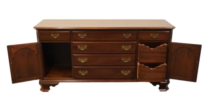 ethan allen georgian court collection solid cherry 63 triple door dresser 11 5223 0369