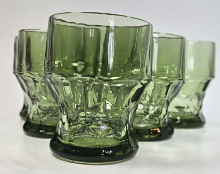 faceted green georgian lowballs set of six 2568