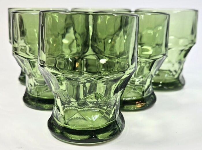 faceted green georgian lowballs set of six 5408