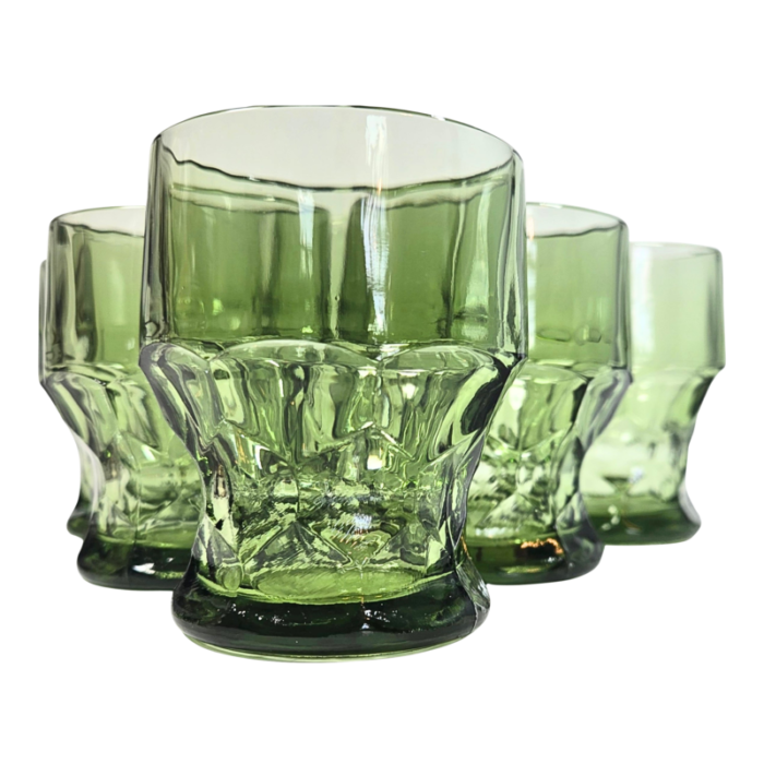 faceted green georgian lowballs set of six 5435