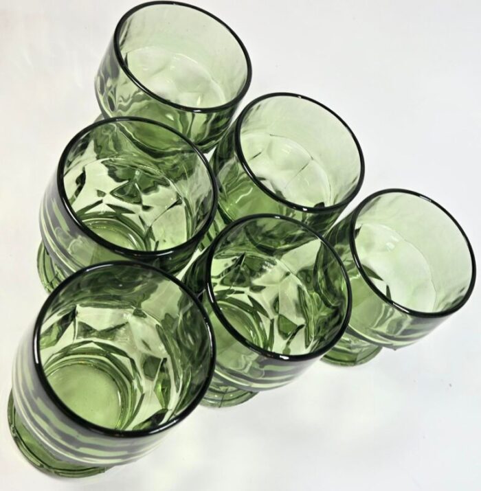 faceted green georgian lowballs set of six 6487