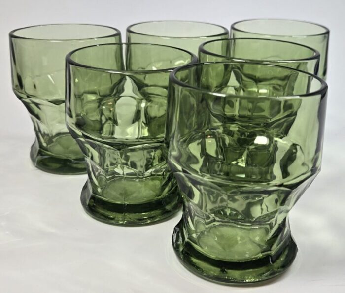 faceted green georgian lowballs set of six 7007