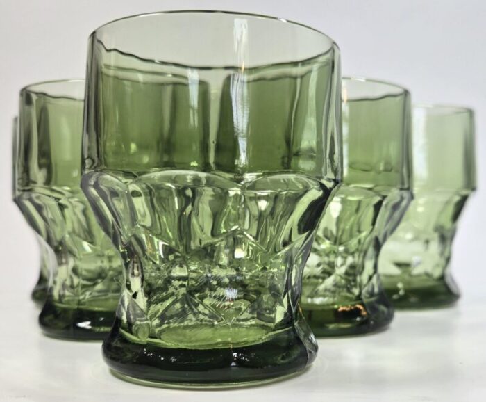 faceted green georgian lowballs set of six 7136