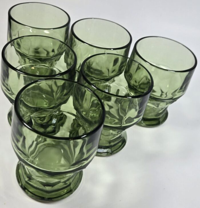 faceted green georgian lowballs set of six 7673