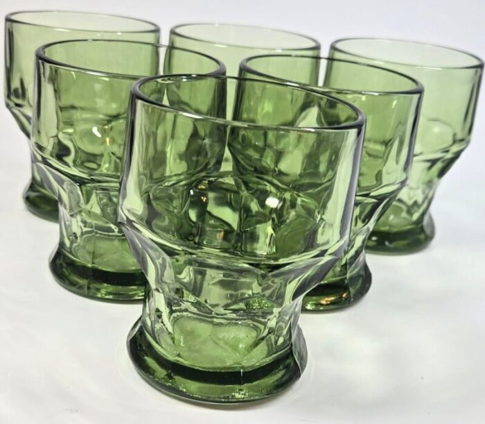 faceted green georgian lowballs set of six 8421