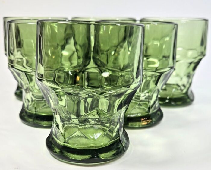 faceted green georgian lowballs set of six 9748