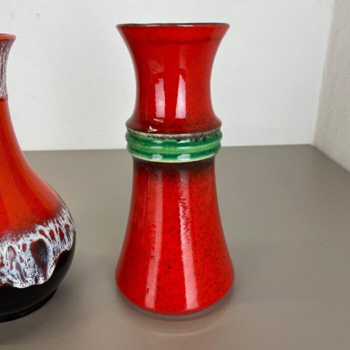 fat lava op art pottery vase from jasba ceramics germany set of 2 11